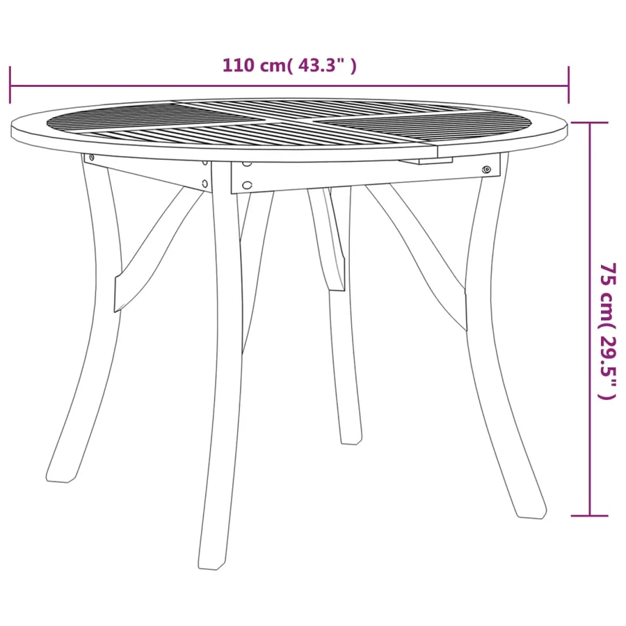 Table de jardin Ø 110 cm Bois d'acacia solide - 6