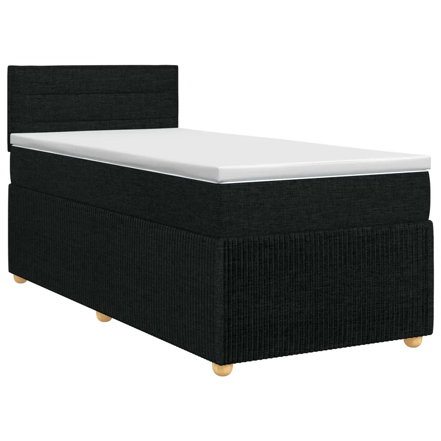 Lit boxspring avec matelas Noir 90 x 200 cm Tissu