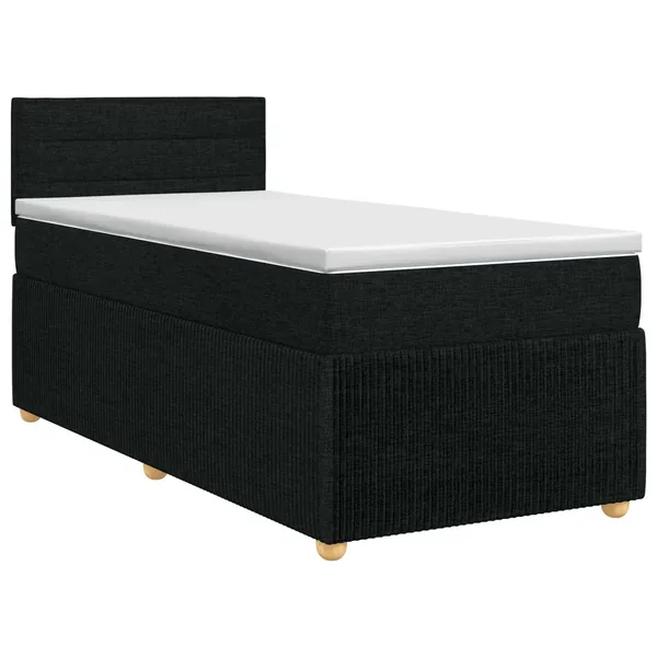 Lit boxspring avec matelas Noir 90 x 200 cm Tissu