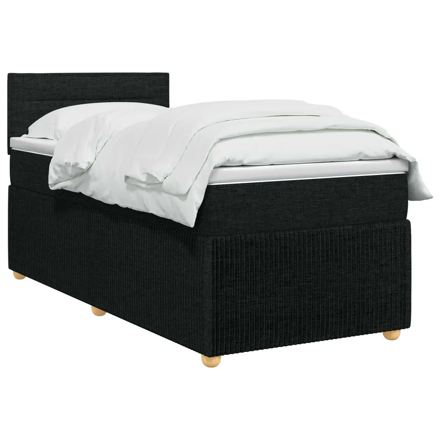 Lit boxspring avec matelas Noir 90 x 200 cm Tissu - 2