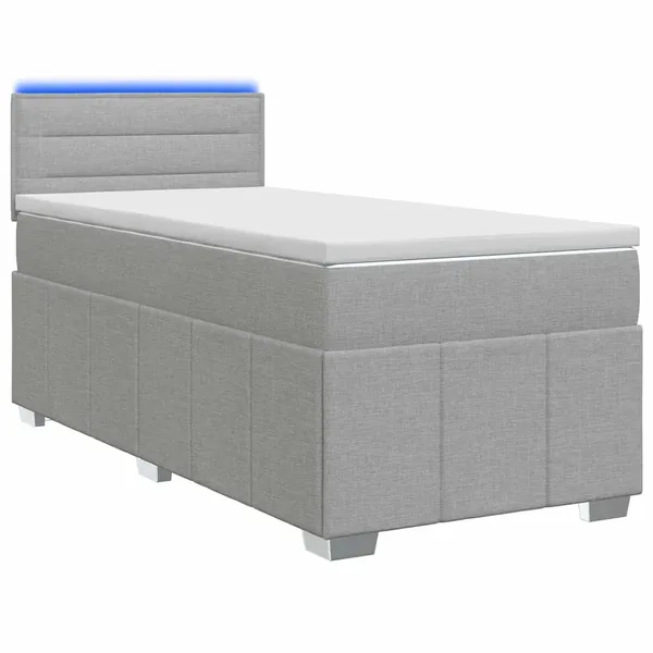 Lit boxspring avec matelas Gris clair 90 x 200 cm Tissu