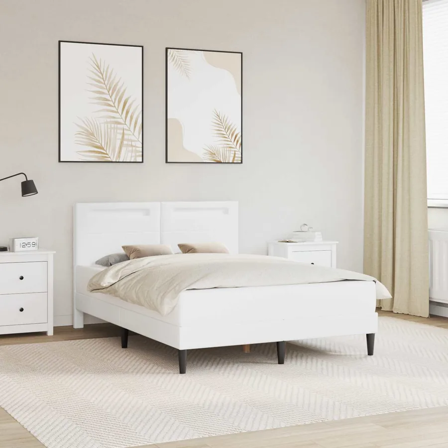 Cadre de lit avec bandes LED Blanc 120 x 200 cm Simili cuir