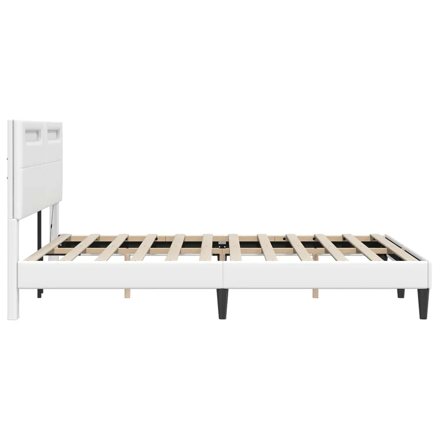 Cadre de lit avec bandes LED Blanc 120 x 200 cm Simili cuir - 7