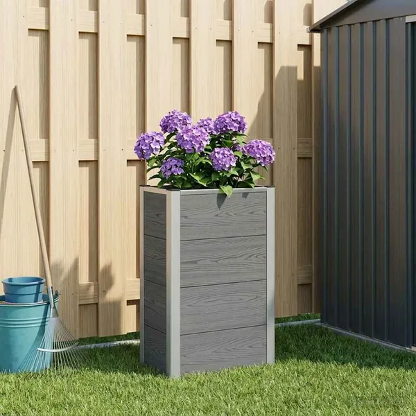 Jardinière surélevée Gris 50 x 30 x 82 cm WPC et Aluminium