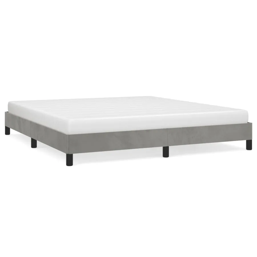 Cadre de lit sans matelas gris clair 180x200 cm velours - 2