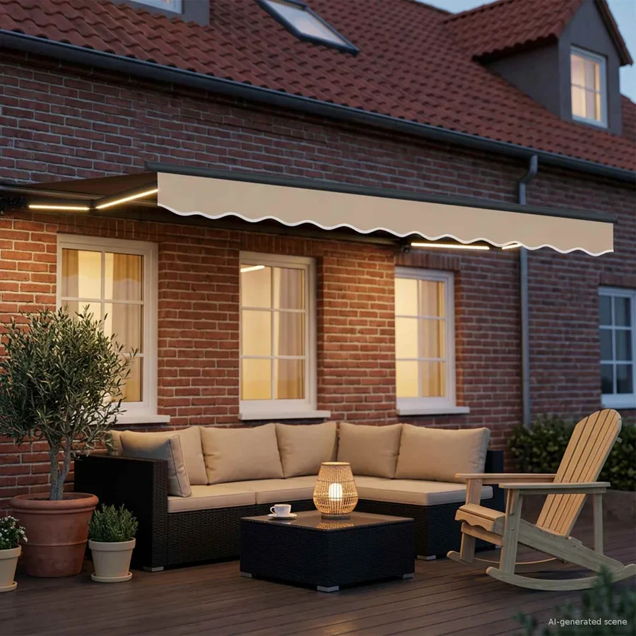 Auvent rétractable électrique Beige et Anthracite 3 x 2 m - 3