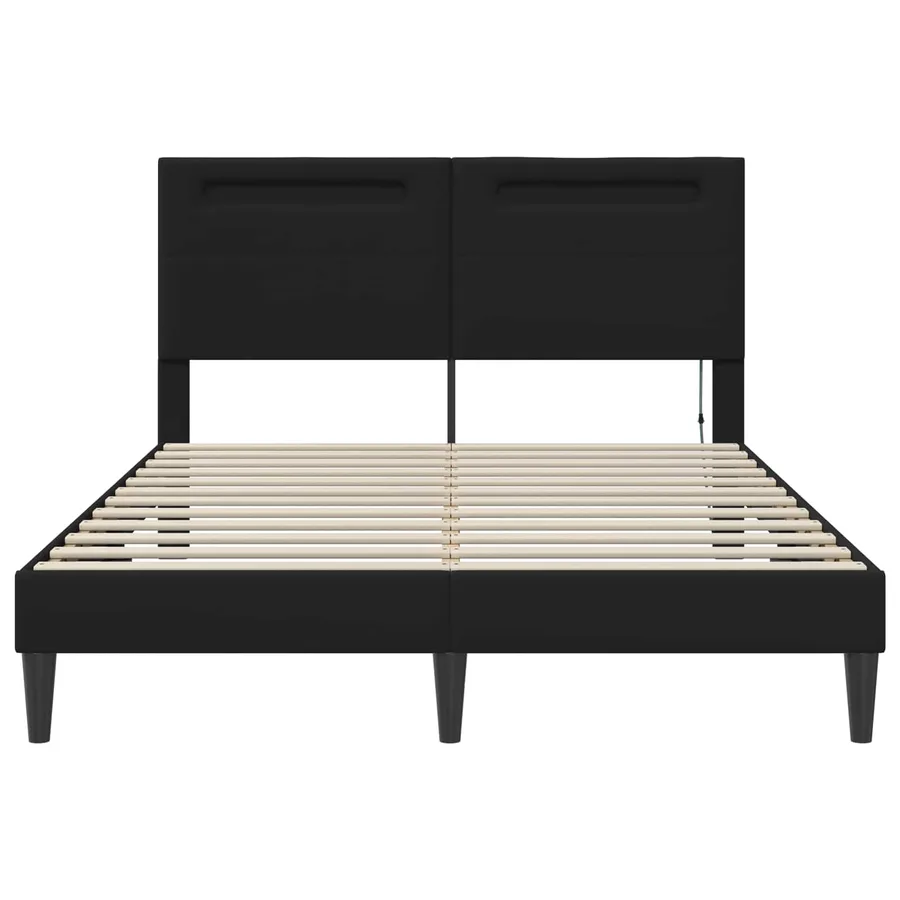 Cadre de lit avec bandes LED Noir 140 x 190 cm Simili cuir - 6