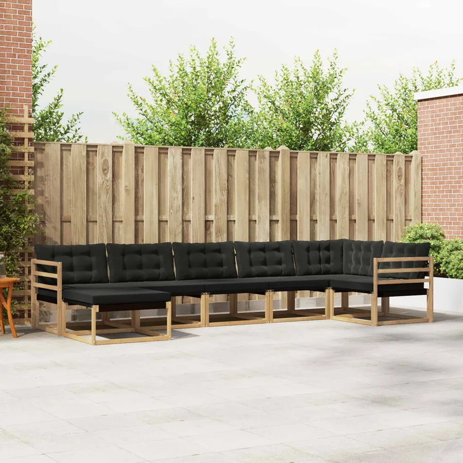 Ensemble de canapés d'extérieur 7 pcs Blanc et noir