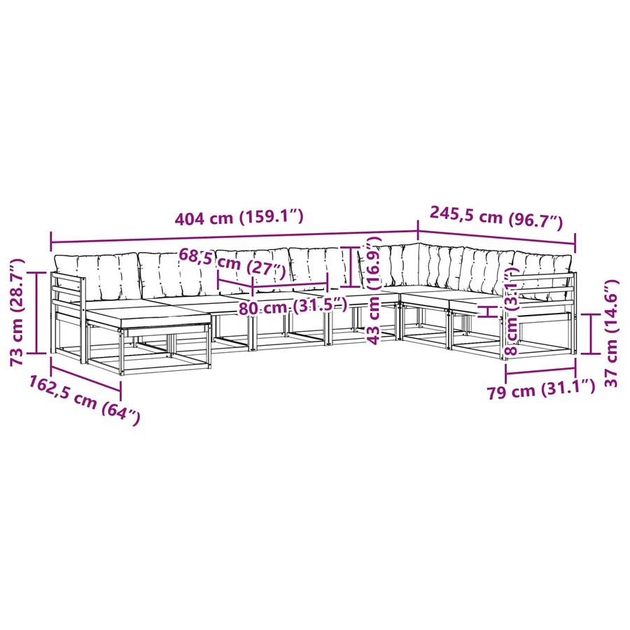 Ensemble de canapés d'extérieur 8 pcs Blanc et noir - 8
