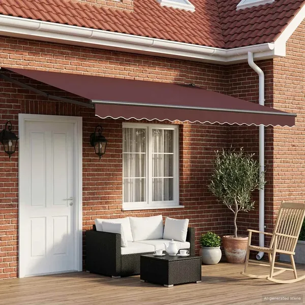 Auvent rétractable Marron 4 x 2 m Polyester et métal