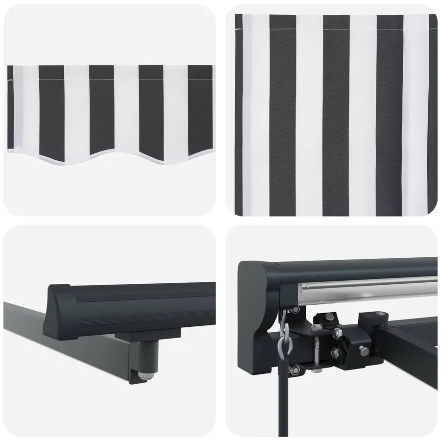 Cadre de store manuel avec LEDs Anthracite et blanc 5 × 3,5 m - 9