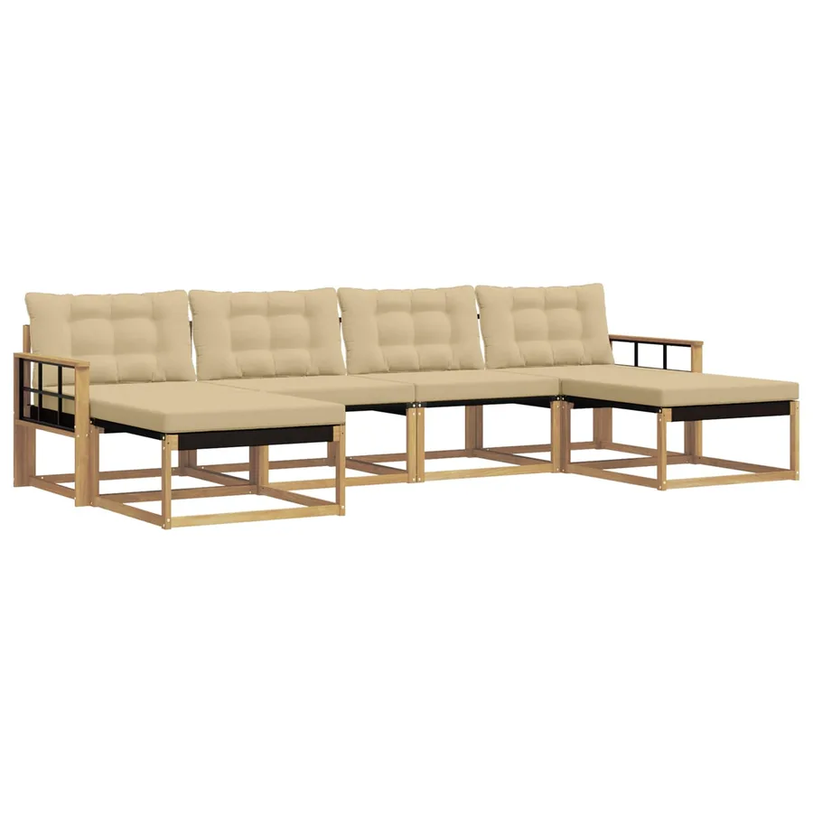 Ensemble de canapés d'extérieur 6 pc Blanc et Beige - 2