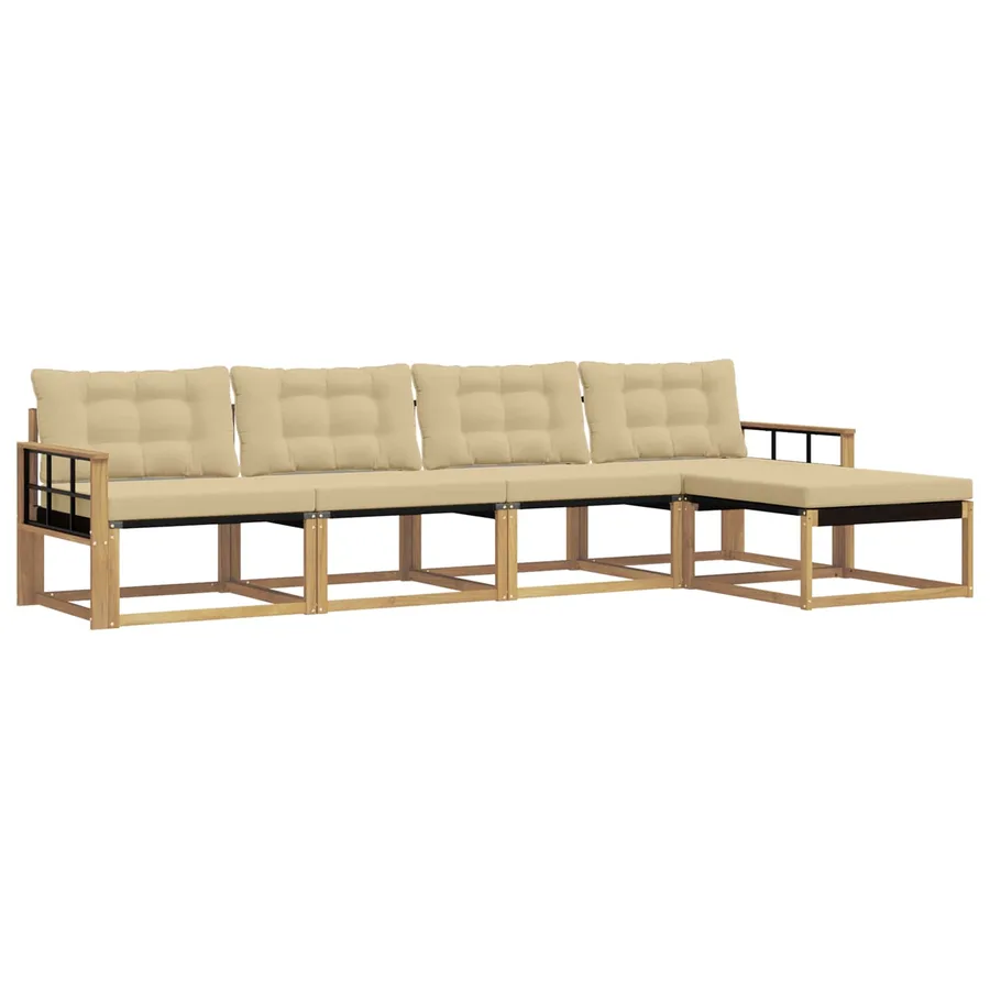 Ensemble de canapés d'extérieur 5 pcs Blanc et Beige - 2