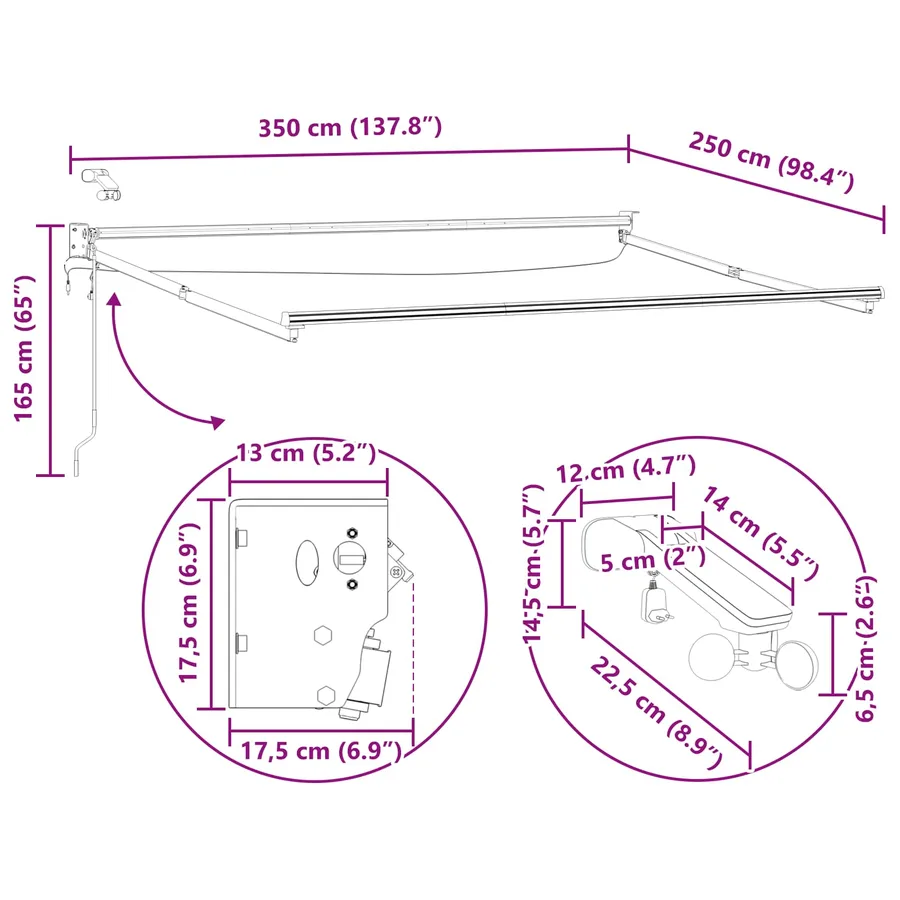 Auvent rétractable électrique Marron 3,5 x 2,5 m - 15