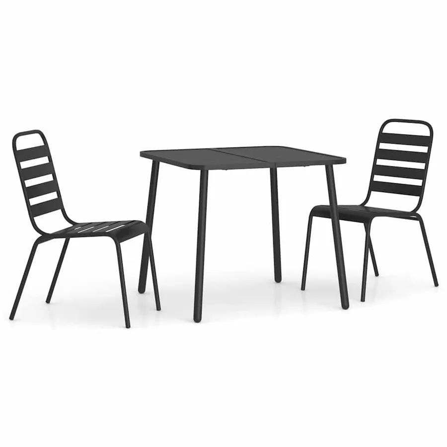 Ensemble à manger de jardin 3 pcs anthracite acier - 2