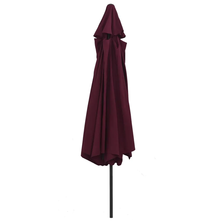 Parasol de jardin avec mât en métal 390 cm rouge bordeaux - 4