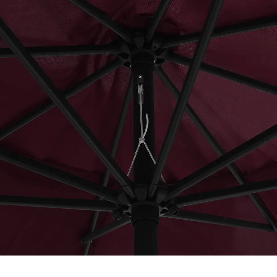 Parasol de jardin avec mât en métal 390 cm rouge bordeaux - 5