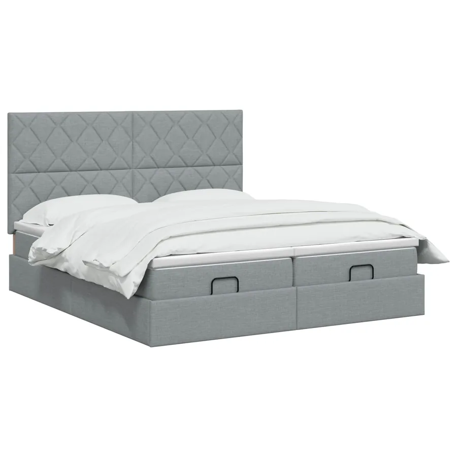 Lit ottoman avec matelas avec tête de lit 2 pc Gris clair Tissu - 2