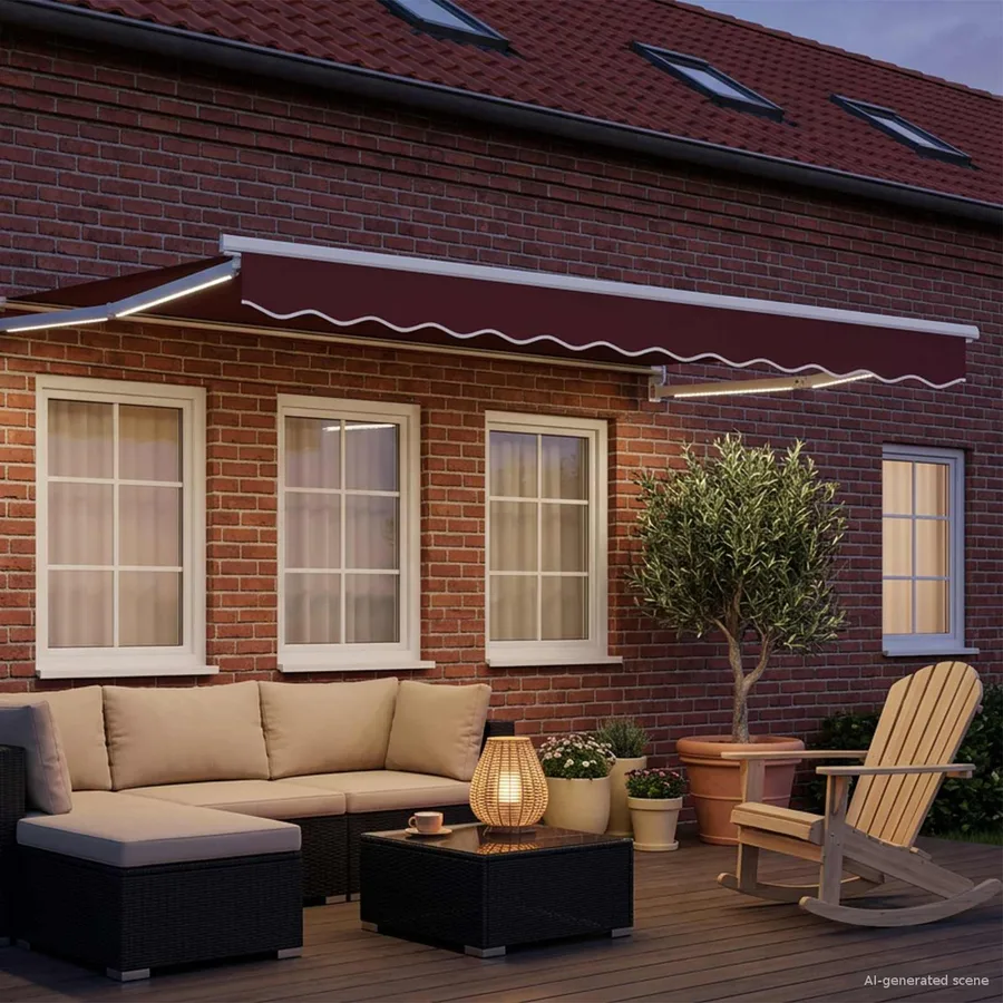 Auvent rétractable électrique Rouge bordeaux 2,5 x 2 m - 3