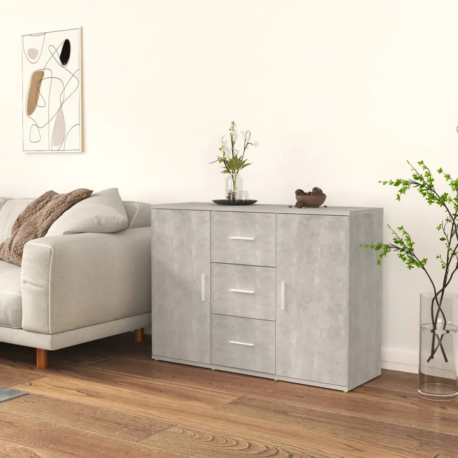 Buffet Gris béton 91x29,5x65 cm Bois d'ingénierie