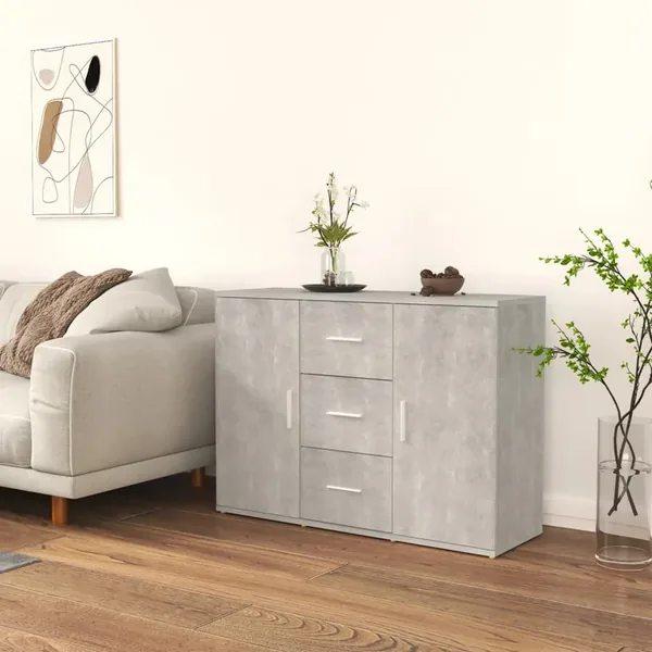 Buffet Gris béton 91x29,5x65 cm Bois d'ingénierie