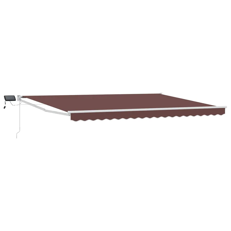 Store rétractable manuel avec LEDs Marron et blanc 4,5 × 3 m - 2