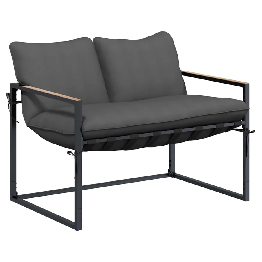 Ensemble de canapé de jardin 4 pcs Noir et anthracite Acier - 6