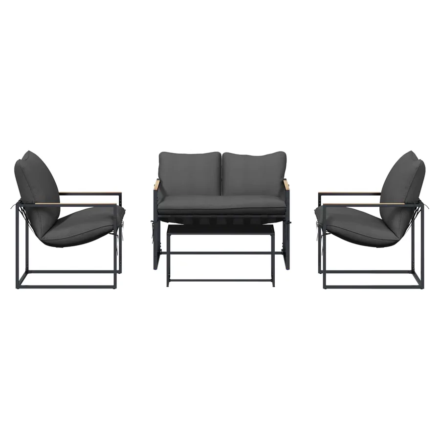 Ensemble de canapé de jardin 4 pcs Noir et anthracite Acier - 7