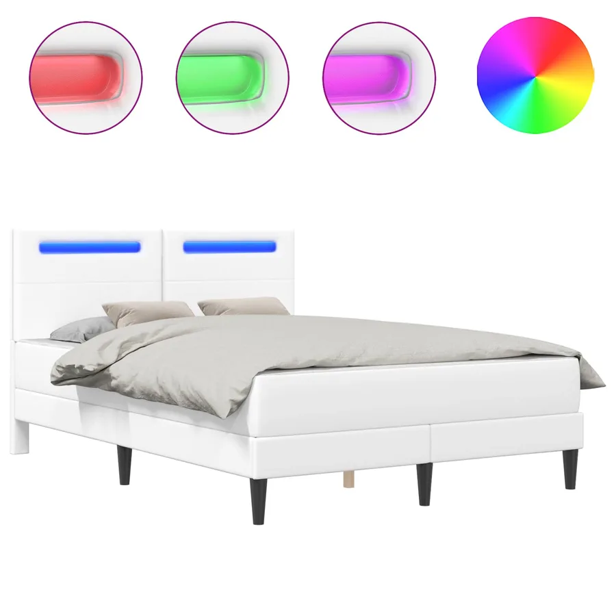 Cadre de lit avec bandes LED avec tête de lit 2 pcs Simili cuir - 2