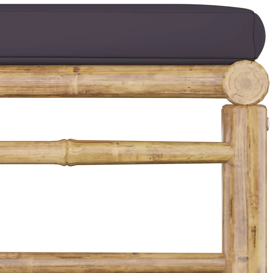 Salon de jardin 4 pcs avec coussins gris foncé bambou - 8
