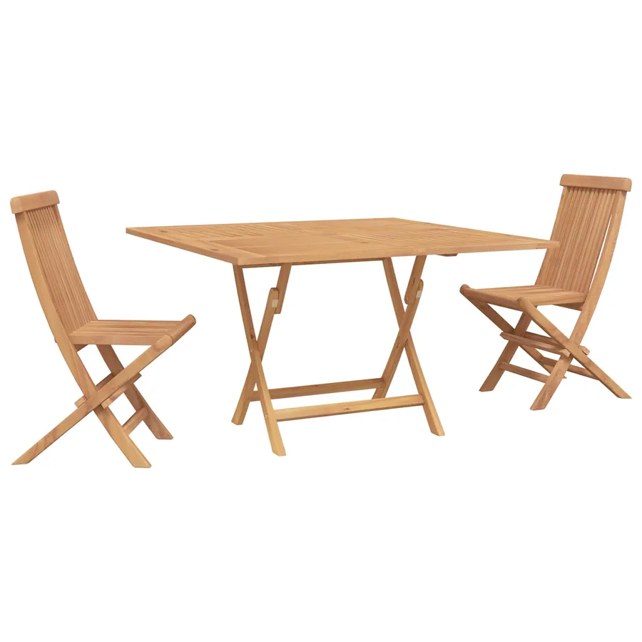 Ensemble bistro de jardin 3 pcs Marron Teck massif - 2