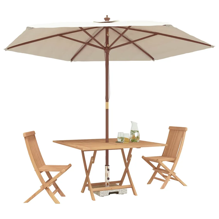 Ensemble bistro de jardin 3 pcs Marron Teck massif - 3
