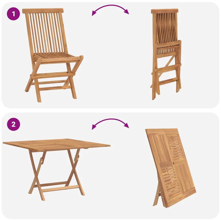 Ensemble bistro de jardin 3 pcs Marron Teck massif - 9