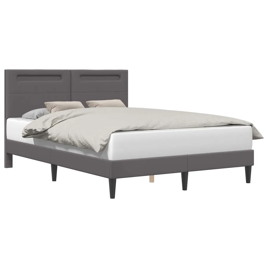 Cadre de lit avec bandes LED Gris 120 x 190 cm Simili cuir - 3