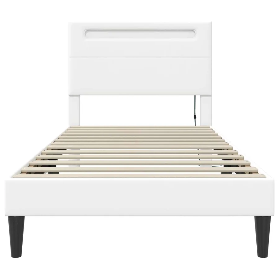 Cadre de lit avec bandes LED Blanc 90 x 190 cm Simili cuir - 6