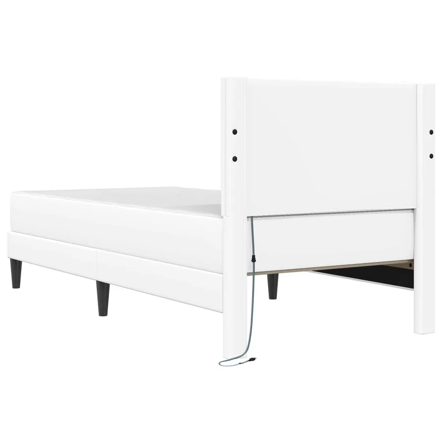 Cadre de lit avec bandes LED Blanc 90 x 200 cm Simili cuir - 8