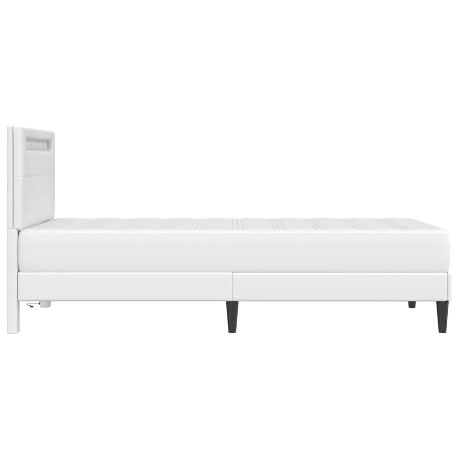Cadre de lit avec bandes LED Blanc 90 x 200 cm Simili cuir - 9