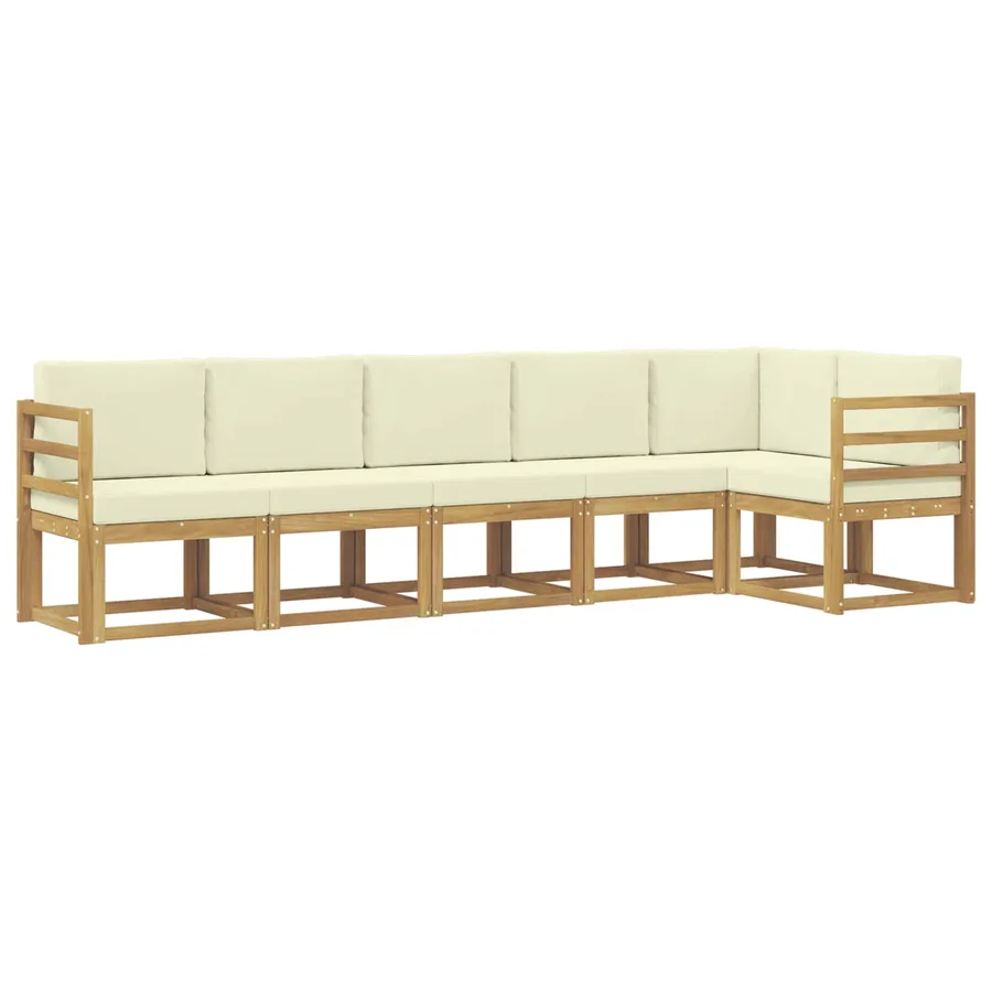 Ensemble de canapés d'extérieur 6 pcs Blanc et crème Polyester - 2