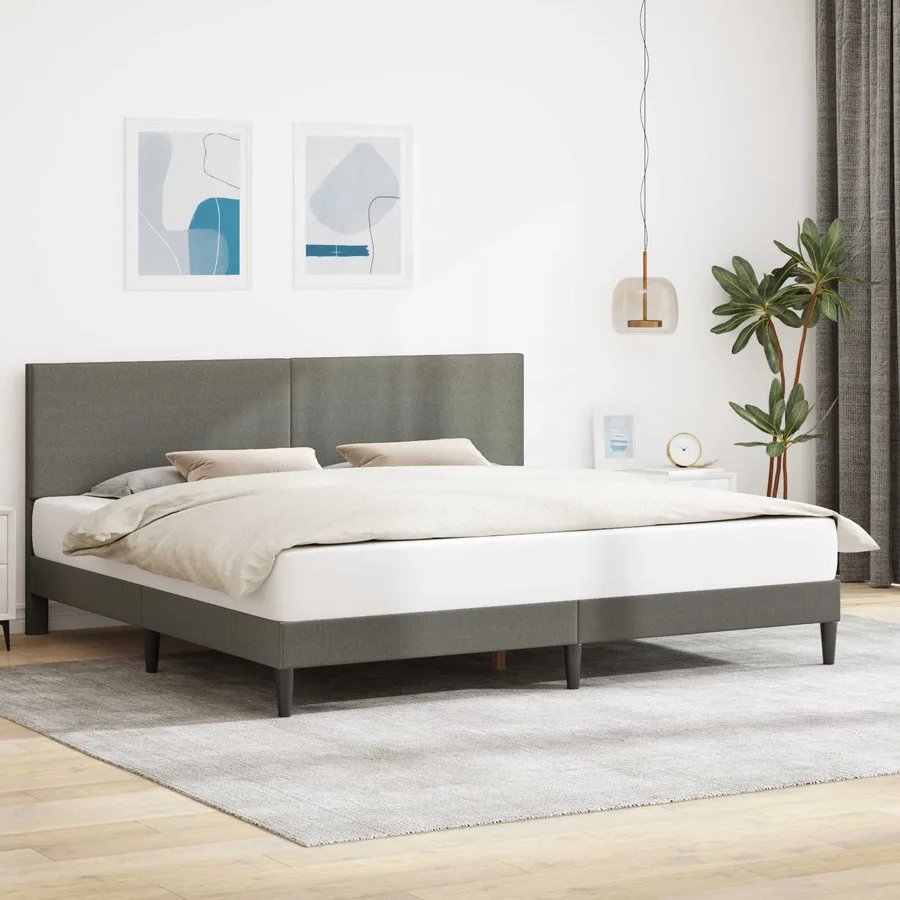 Cadre de lit Gris clair 200 x 200 cm Tissu en velours côtelé - 3