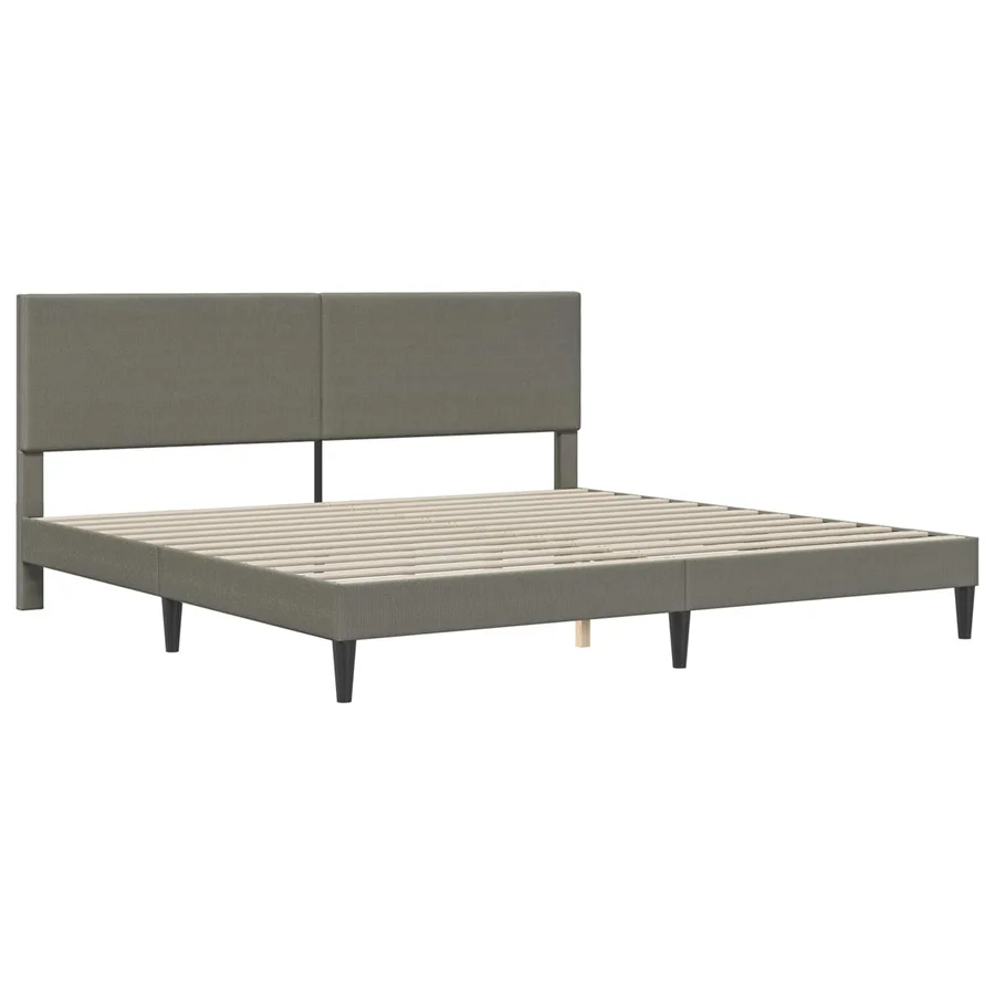 Cadre de lit Gris clair 200 x 200 cm Tissu en velours côtelé - 4