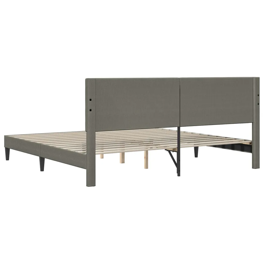 Cadre de lit Gris clair 200 x 200 cm Tissu en velours côtelé - 7