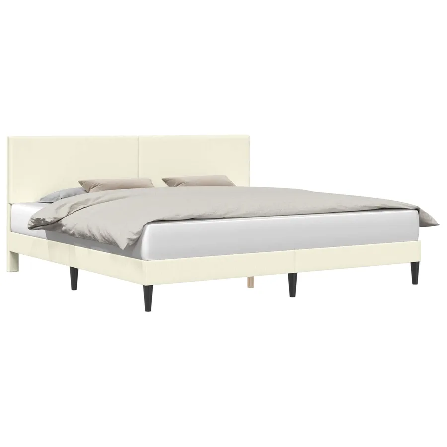 Cadre de lit Crème 200 x 200 cm Tissu en velours côtelé - 2