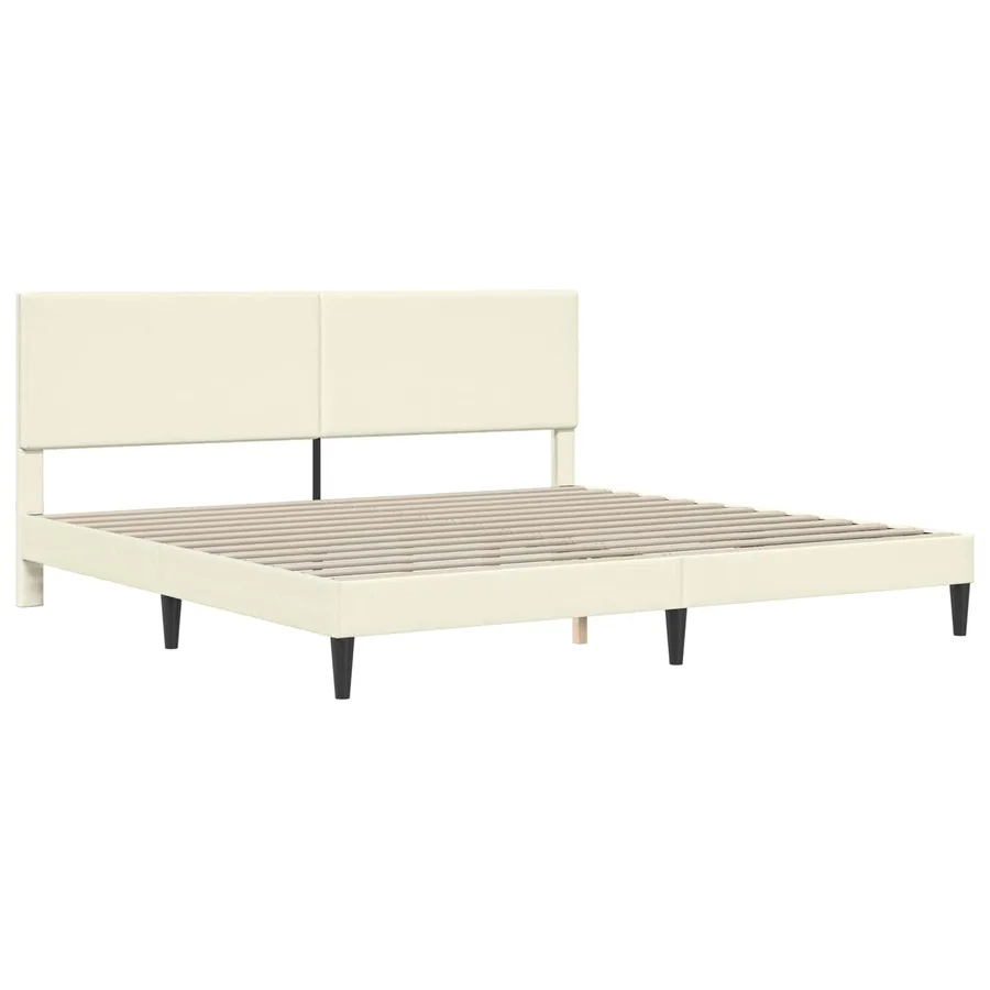 Cadre de lit Crème 200 x 200 cm Tissu en velours côtelé - 4