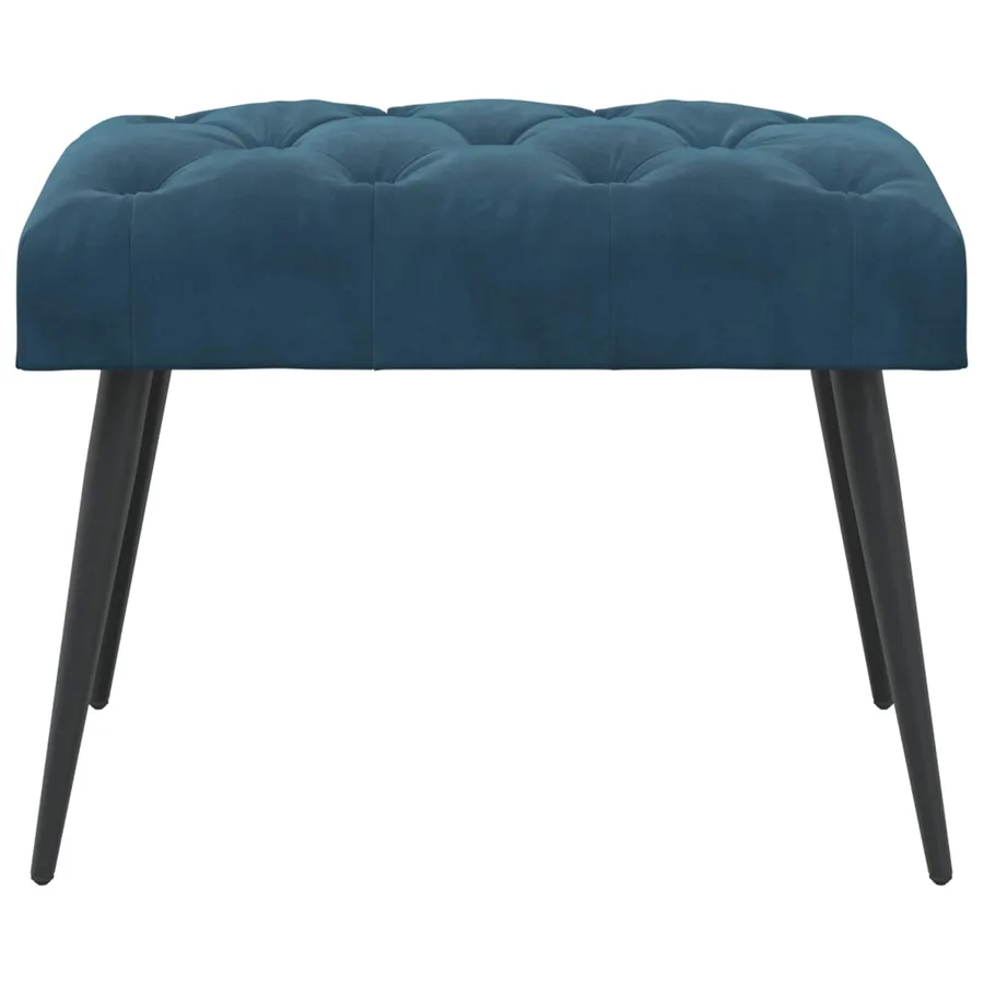 Banc avec capitonnage bouton Bleu 60 x 40 x 45 cm Velours - 5
