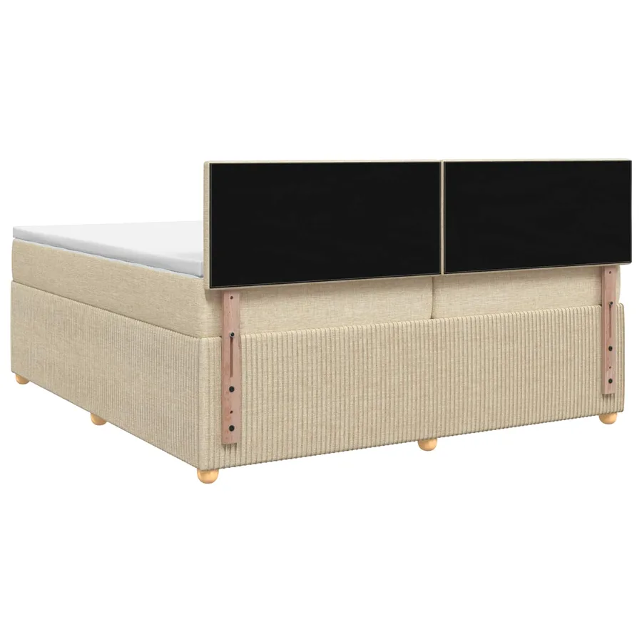 Lit boxspring avec matelas Crème 200 x 200 cm Tissu - 7
