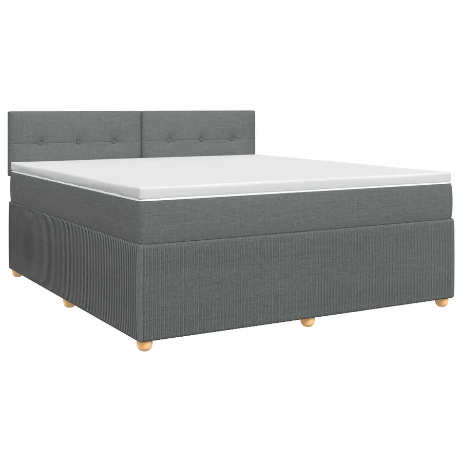 Lit boxspring avec matelas Gris foncé 140 x 200 cm Tissu