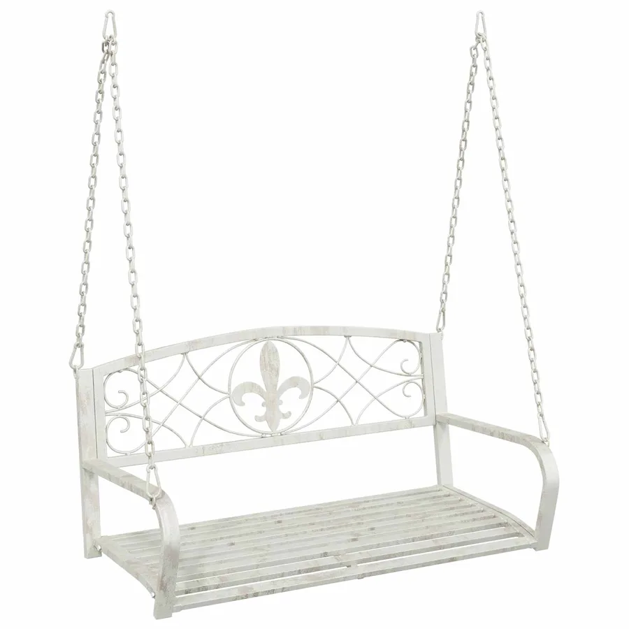 Banc Balançoire Acier 110,5 x 59 x 55 cm Blanc antique - 2