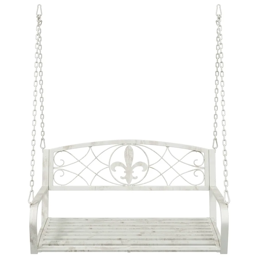 Banc Balançoire Acier 110,5 x 59 x 55 cm Blanc antique - 3