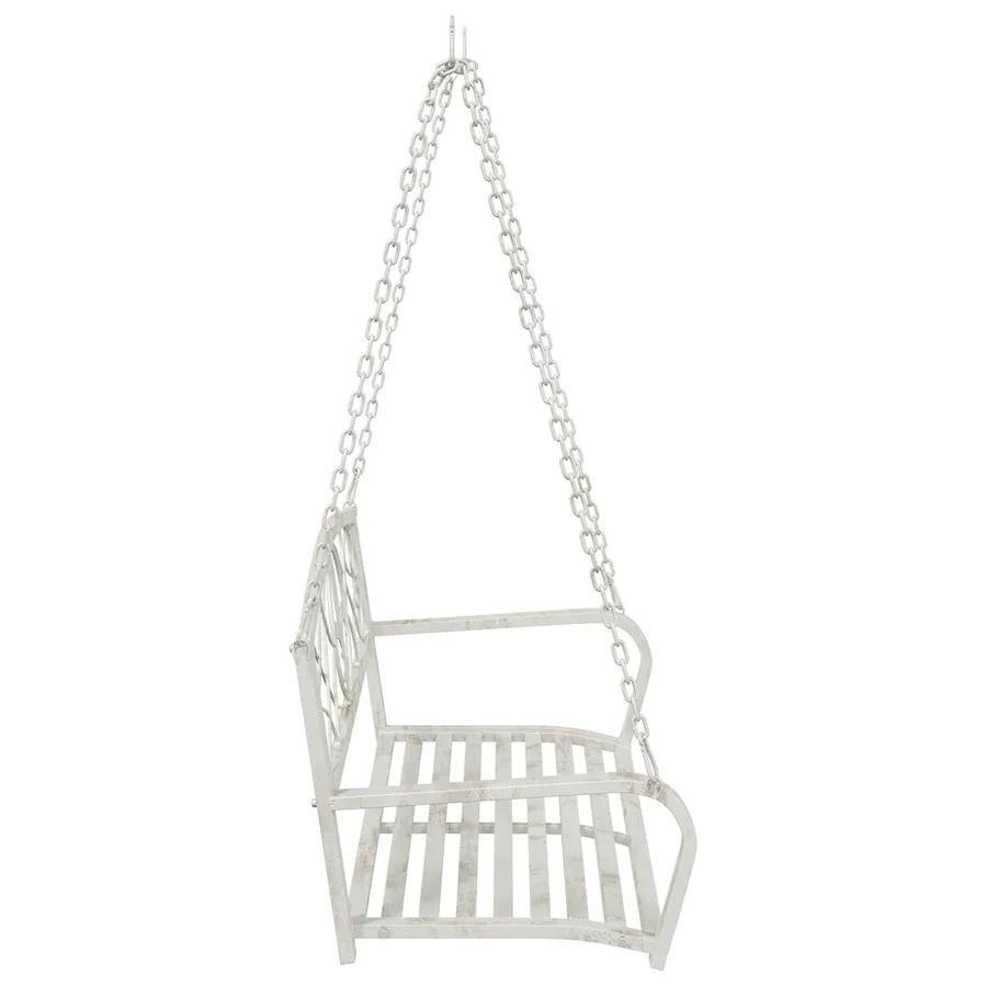 Banc Balançoire Acier 110,5 x 59 x 55 cm Blanc antique - 4