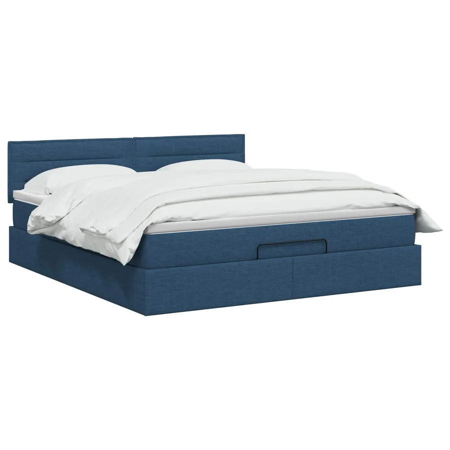 Lit ottoman avec matelas Bleu 180 x 200 cm Tissu - 2